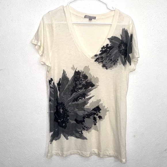 J. Crew Ivory Floral Print Tee Size Large - Picture 1 of 6